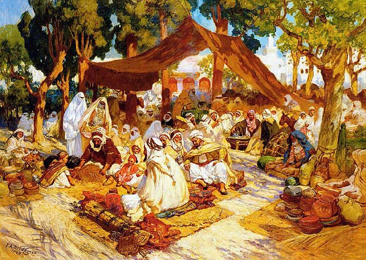 Frederick Arthur Bridgman An evening gathering at a North-African encampment china oil painting image